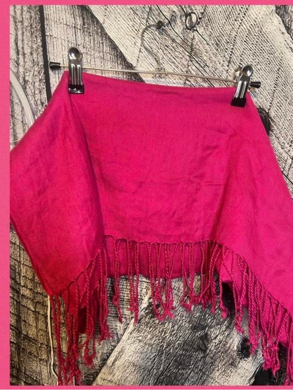 Source Unknown Hot Pink Fringe Scarf Wrap